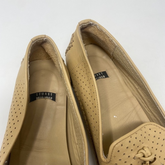 Stuart Weitzman Lincoln Tan Khaki Galaxy Women's Loafers Driving Mocs Moccasins - Picture 4 of 7
